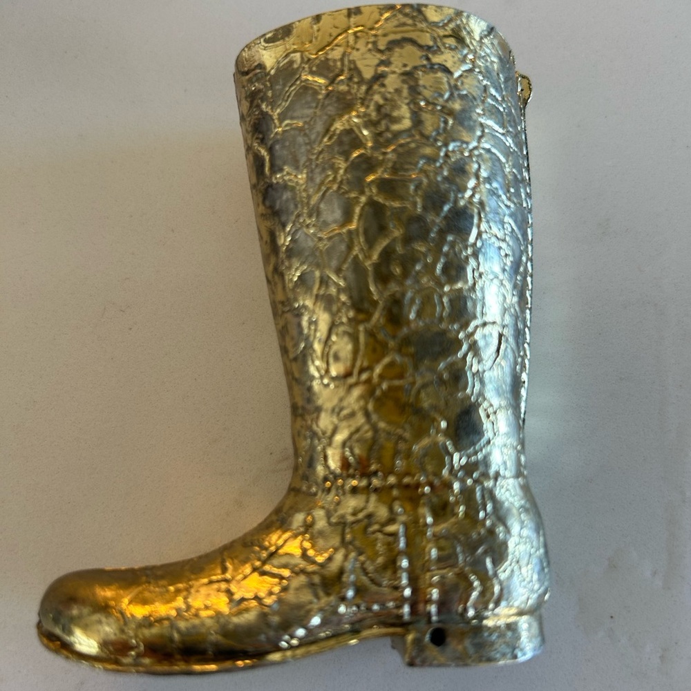 Vintage Gold Textured Metal Boot